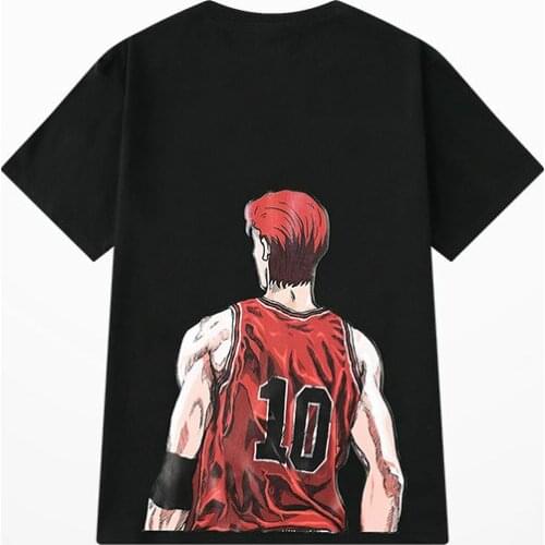 Ulzzang Ins Style Funny Cartoon Basketball Print T Shirt Men 100% Cotton Retro High Street T Shirts Men And Women Skateboard Tee