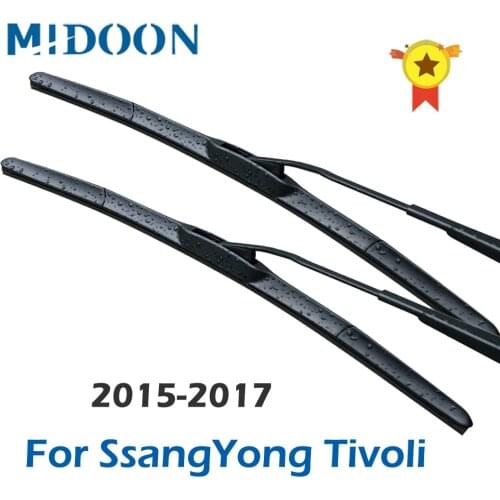 MIDOON Hybrid Wiper Blades for SsangYong Tivoli Fit Hook Arms 2015 2016 2017