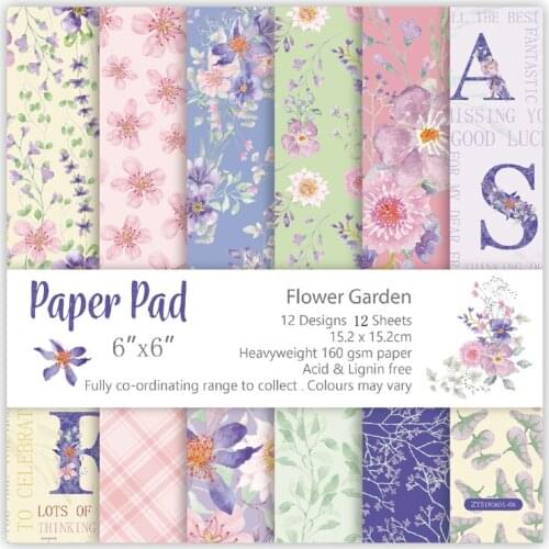 KLJUYP 12 Sheets Flower Garden Scrapbooking Pads Paper Origami Art Background Paper Card Making DIY Scrapbook Paper Craft