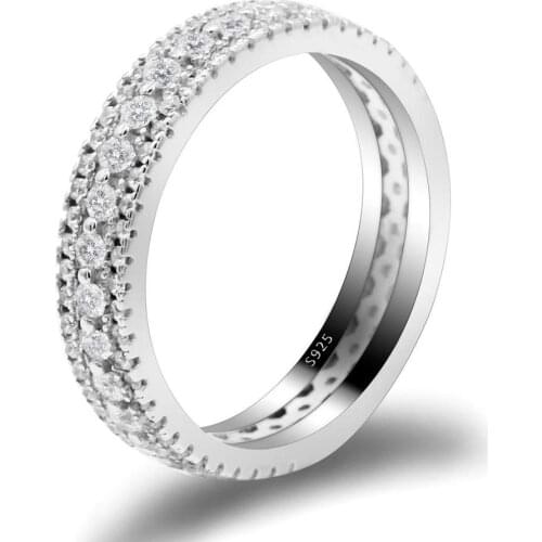 Women Ring 925 Sterling Silver with Cubic Zirconia Endless Love Lucky Finger Ring for Women Engagement Wedding Band Jewelry