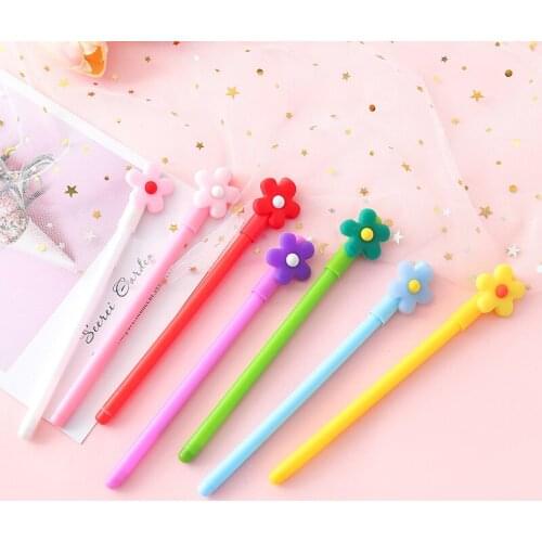 48pcs/lot Korea creative cute cartoon flower personality student stationery girl favor pen writing tool 0.5mm black ink