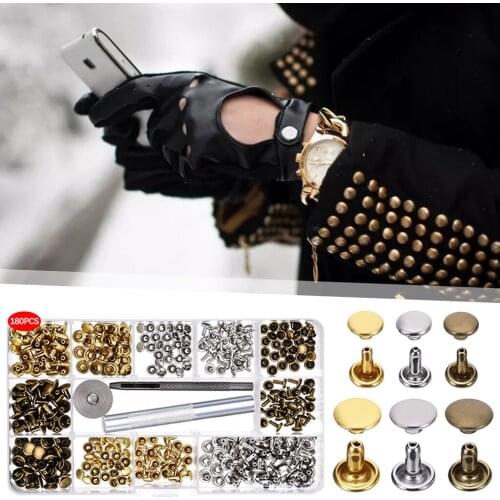 360 Pcs Metal Rivets Studs Round Rivet for DIY Leather Craft Bag Belt Clothing Garment Shoes Pet Collar with 3pcs Fixing Tools