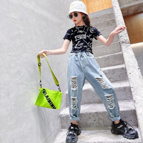 Fashion Show Children Girls Clothes Outfits Slim Off shoulder tops Loose Plaid Harem Pants Suit Cool Kids Girl Sets Black Autumn
