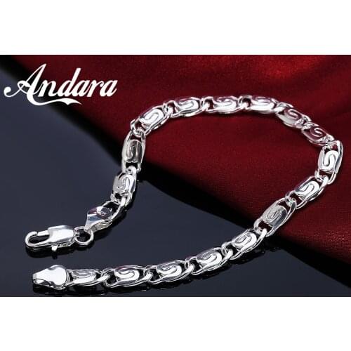 Fashion Jewelry 925 Silver Bracelet Tank Chain Men&Women Charm Jewelry Bracelet Gift