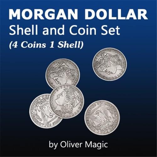 Morgan Dollar Shell And Coin Set (4 Coins 1 Shell) By Oliver Magic Tricks Coin Magic Tricks Illusions Close Up Fun Gimmicks