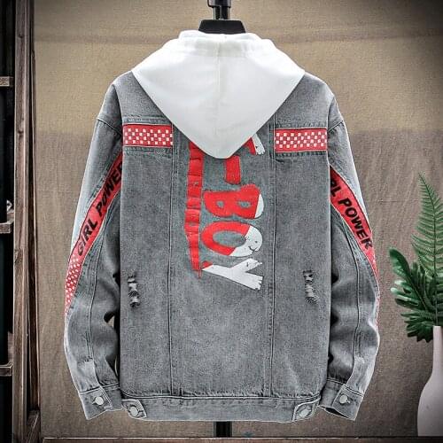 2021 New Mens Trend Print Denim Jacket Personalized Fashion Casual Slim Short Denim Jacket Coat