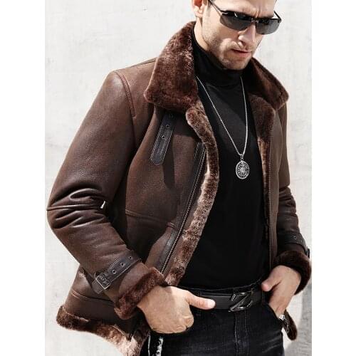 Leather Jacket Men Genuine Leather Real Sheepskin Coat Men Natural Wool Fur Winter Coat Blouson Cuir Homme 71808 YY1365