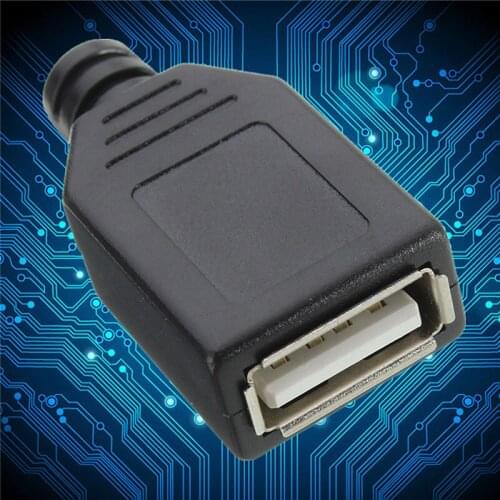 New High-Quality USB Receptacle 10pcs Type A Female 4pins Plug & Socket Connectors Black Plastic Covers Welders Adapeter