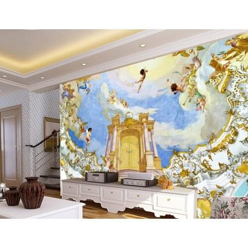 Custom retro wallpaper,European-style angels,3D stereoscopic wallpaper for the living room sofa bedroom Vinyl Papel de parede