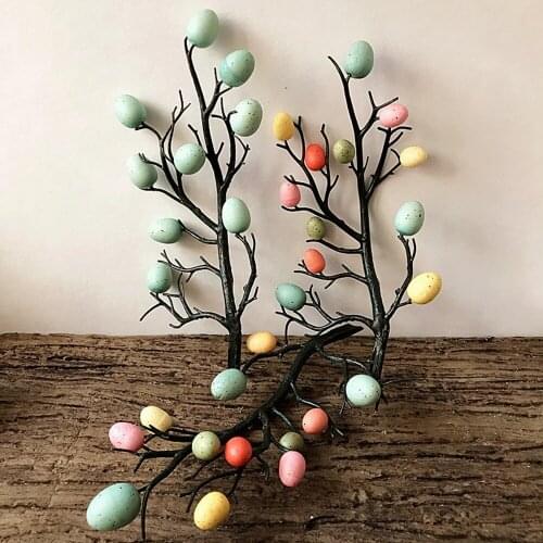 Easter Egg Tree Decor Creative Branch with Painting Eggs Spring Party Happy Easter Favor Egg Decoration Supply Home DIY Ornament