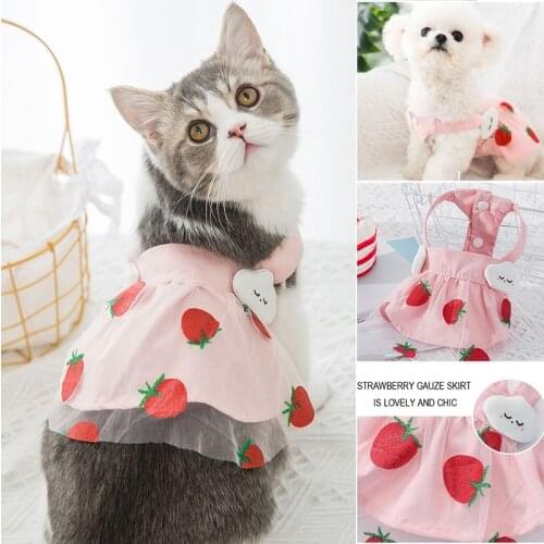 New Pet Dog Cat Strawberry Princess Dresses Dog Thin Sweet Dress for Small Girl Dog Cat Cute Pet Skirt Puppy Clothes