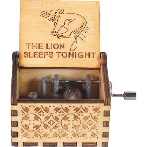 Hot Music Box Antique Cartoon Color Printing Wooden Hand Crank Music Merry Christmas Present