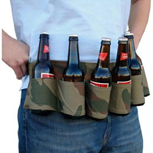 Portable 6 Pack Beer Wine Bottle Beverage Soda Can Holster Drink Waist Bag Party Holder Belt EDF88