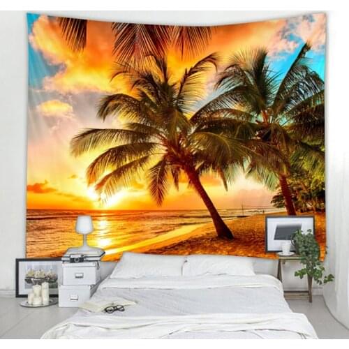 Seaside Coconut Tree Tapestry Mandala Bohemian Tapestry Art Deco Blanket Curtain Bedroom Living Room Decoration Bohemian Hippie