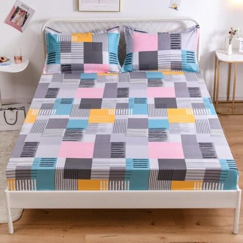 Fitted Sheet Elastic Bed Mattress Cover 30cm High Quality Rubber Band Printed Bedding Fitted Sheet Bed Sheets (No Pillowcase)