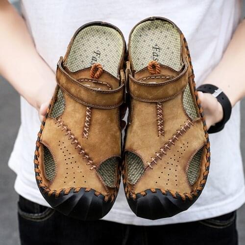 Size 38-48 Comfortable Summer Leather Sandals Outdoor Men Sandal