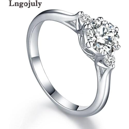 Luxury 100% 925 Sterling Silver Ring Filling Zirconia Rhinestone Wedding Rings For Bride Anniversary Silver 925 Jewelry Gifts