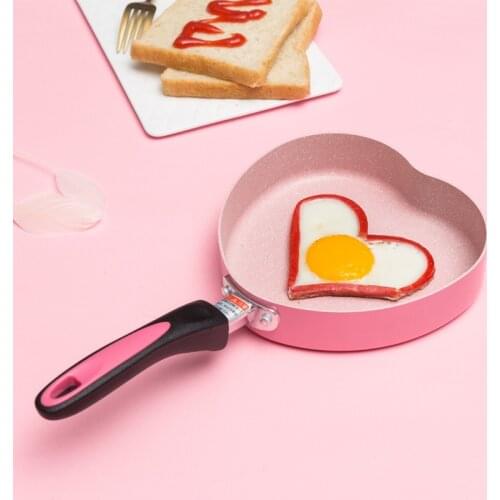 Pink cute non-stick household egg frying pan caring breakfast steak small heart-shaped pot electromagnetic oven gas cooker