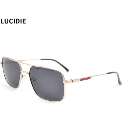LUCIDIE Vintage Sunglasses Men Brand Designer Oversized Sun Glasses Shades Large Black Lens Glasses UV400 Male Fashion Eyewear