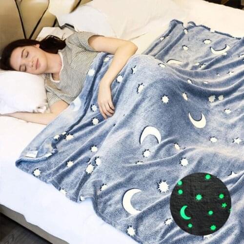 Luminous Warm Flannel Blankets Night Fluorescent Geometric Print Sheet Sofa Throw Bedspread Childrens Siesta Leisure Coverings