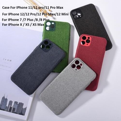 Cloth Canvas Case For iPhone 12 11 Pro Max 12 Mini Soft Finish Skin Cover Protective Housing Shell For Iphone 7 8 Plus X XS Max