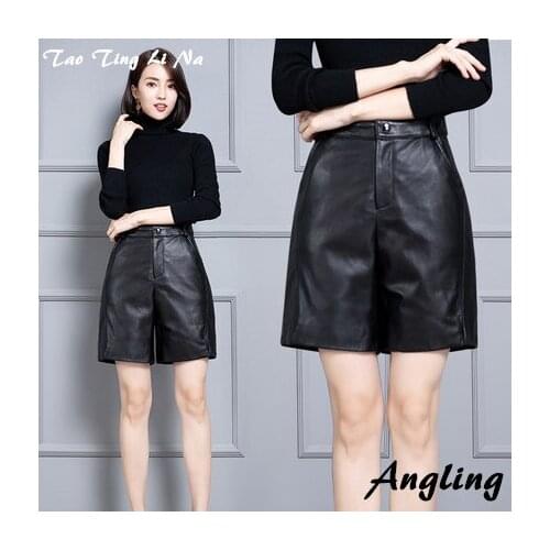 Top brand New 2020 Women Real Genuine Sheep Leather Shorts KS62 high quality
