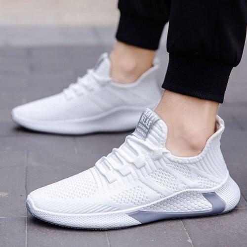 Nice Sports Shoes Mens Breathable Casual Mesh Shoes Comfort Flying Lace-up Non-slip Low-top Running Shoes Zapatos De Hombre