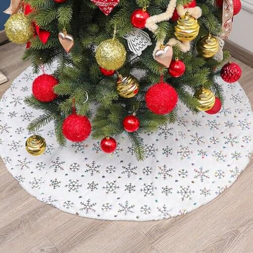 High Quality Snowflake Christmas tree decor White Christmas Tree Skirt Fur Skirt For Xmas Decorations Christmas Xmas Tree Decor