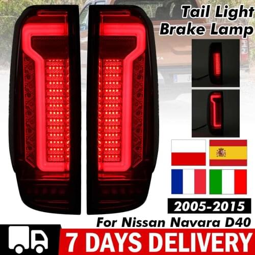 Pair Left&Right Tail Light Brake Lamp For Nissan Navara D40 2005-2015 #26550-EB38A Tail Light Assembly 13x38CM Smoked Shell