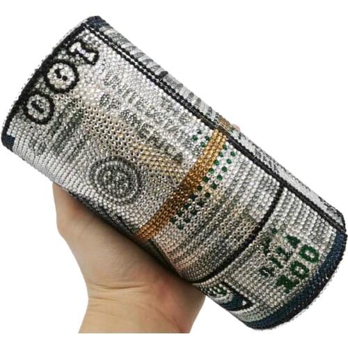 Stack of Cash Crystal diamond Women Money clutches bags Evening Clutch Bag Diamond Wedding Dinner Purses and Handbags for party