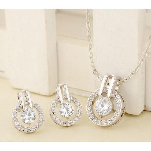 Women Jewelry Classic Necklace Rhodium Plated Austrian Crystal Round Pendant Elegant Women Jewelry Necklace Free Shopping
