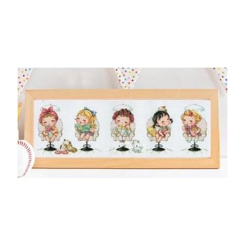 Gold Collection Lovely Counted Cross Stitch Kit The Little Hair Shop Five Children Boys and Girls Child SO