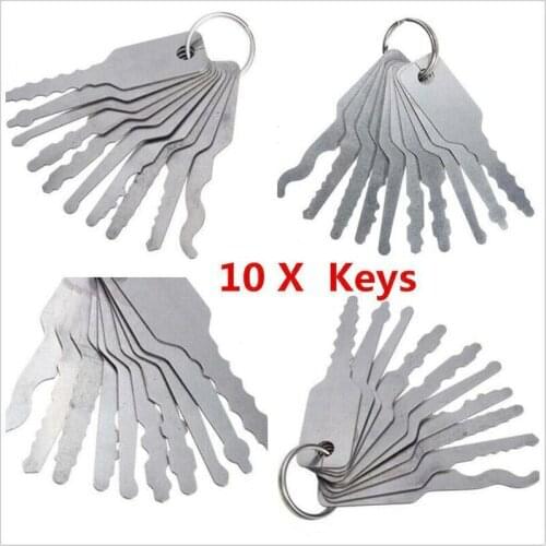 10Pcs/Set Stainless Jiggler High Quality Keys Dual Sided Car Unlock Lock Open Repair Accessories Tool Kit Car Goods Accessories