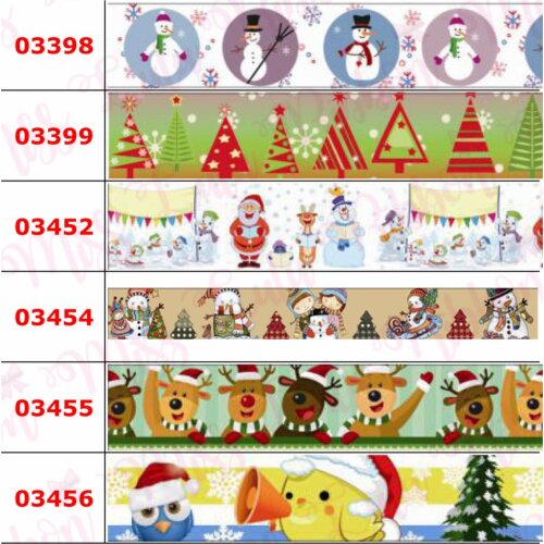 16mm-75mm Christmas Series Cartoon Stockings Snowman Printed Grosgrain/Foe Ribbon DIY Hair Bowknots Party Decor 50yards/roll