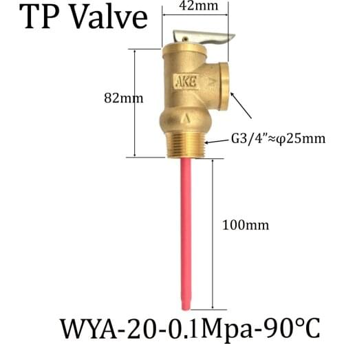 1Bar Safety Valve WYA-20 TP-Valve 0.1Mpa 194F 90℃ AKE Temperature and Pressure Relief Valve Pressure Reducing Valve Relief