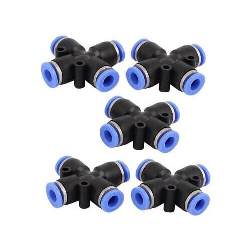 5 Pcs 6mm 4 Ways Cross Pipe Connect Union Pneumatic Quick Fitting