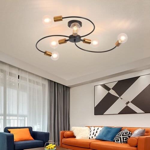 6 Nordic Simple Modern Lamp Living Room Dining Room Light Personality Bedroom Iron Ceiling Light Led Room Lights