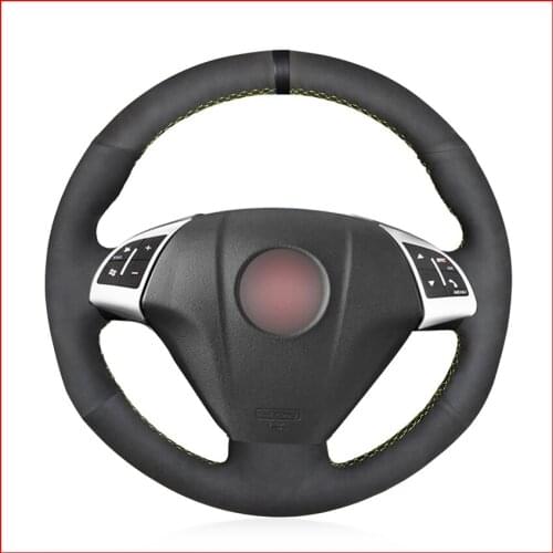 MEWANT Black Suede Hand Sew Steering Wheel Cover for Fiat Grande Punto Bravo Linea 2007-2019 Qubo Doblo Opel Combo Accessories