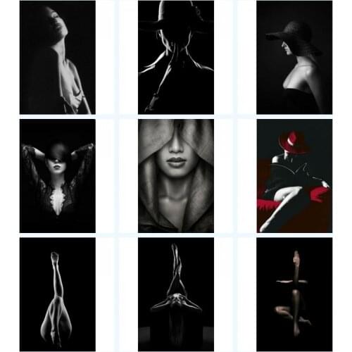 Black Sexy Nude Women Figure Canvas Painting on The Wall Posters Prints Cuadros Wall Art Pictures for Living Room Decoration