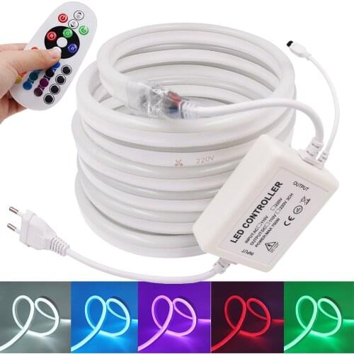 RGB Neon Strip 220V-240V EU Waterproof IP67 Outdoor Lighting White/Warm White Flexible Tape LED Neon Rope Light Lamp