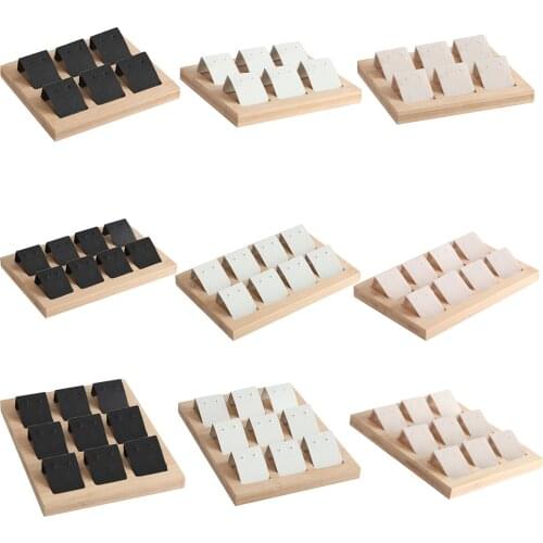 Wood Earring Storage Card Holder w/ Tray for Jewelry Accessory Display Jewelry Ring Necklace Display Organizer Case