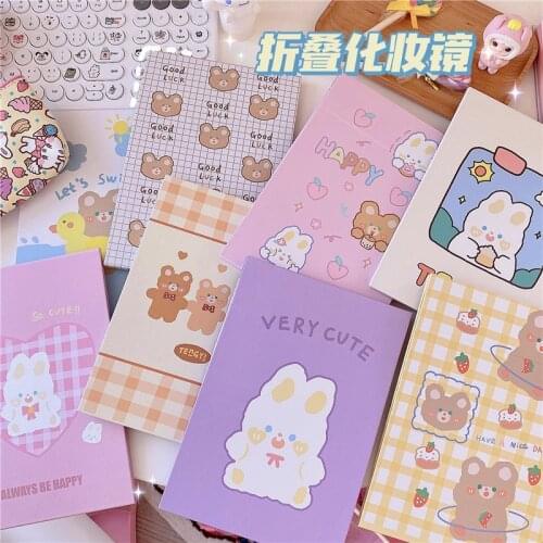 Creative Mini Desktop Prompt Card Folding Makeup Mirror Decoration Student Cute Funny Portable Portable Mirror