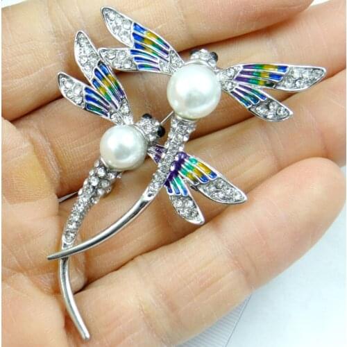 Hot Sale dragonfly Brooches Men Women Suits Dress Hat Collar Brooch Pins Scarf Buckle Party Weddings Banquet Brooch Gifts W37