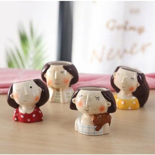 Cartoon Succulent Plant Flowerpot Cactus Fleshy Planter Vase Creative Girl Indoor Ceramic Pot Garden Home Decor