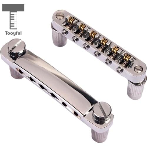 Tooyful Set Chrome Roller Bridge & Lock Tail Piece for Les Paul SG Electric Guitar Parts