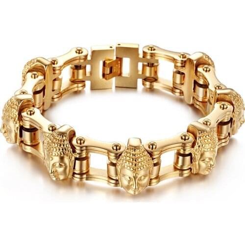 New goods explosion hot Buddha head transshipment men cycling bracelet stainless steel jewelry wholesale