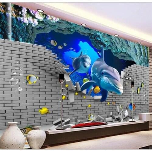 Beibehang Wallpaper custom large-scale high-end 3D three-dimensional underwater world TV background wall interior decoration