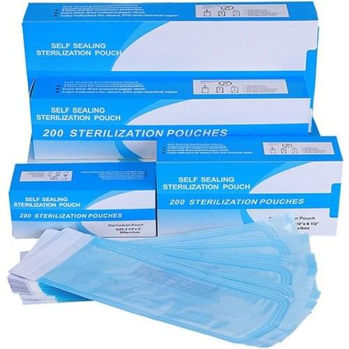 200Pcs Dental Disposable Sterile Bag Ziplock Pocket Medical-grade Sterilized Pouch Bags Puncture self-sealing Tattoo Supply