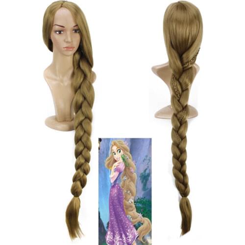 Anime 120CM Long Braiding Princess Tangled Rapunzel Hair Blonde Cosplay Wig Anime Costume Party Synthetic Wigs for Women Girls