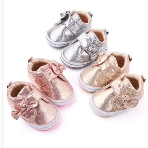 2020 New Baby Shoes Lovely Bowknot Infant PU First Walkers Soft Sole Casual Shoes Boys Girls Comfortable Sport Shoes